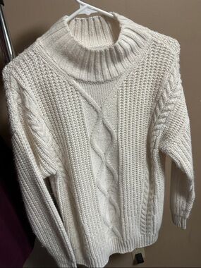 Time and Tru Cream Cable Turtleneck Sweater